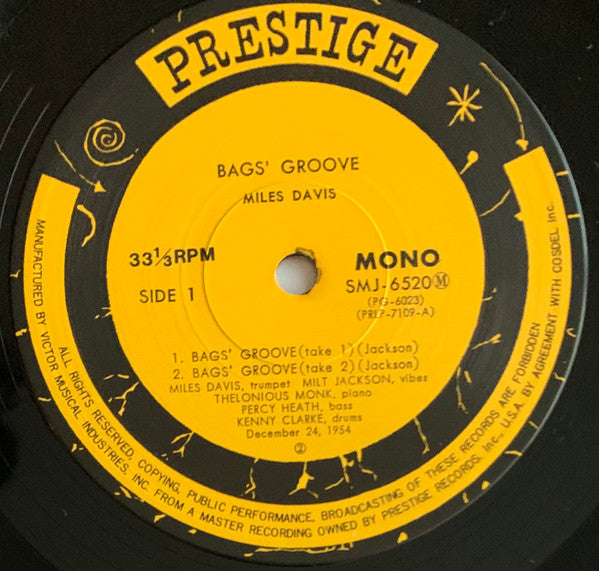 Miles Davis : Bags Groove (LP, Album, Mono, RE)