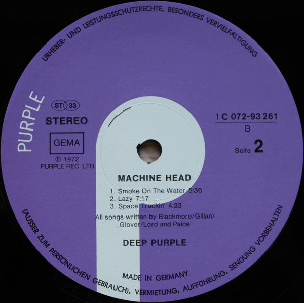 Deep Purple : Machine Head (LP, Album, RP, Pur)