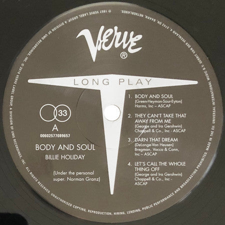 Billie Holiday : Body And Soul (LP, Album, Mono, RE)