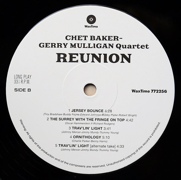 Chet Baker, Gerry Mulligan Quartet : Reunion (LP, Album, Ltd, RE, RM, 180)