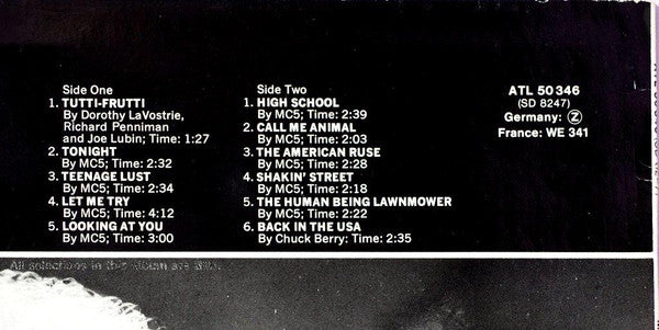 MC5 : Back In The USA (LP, Album, RE)