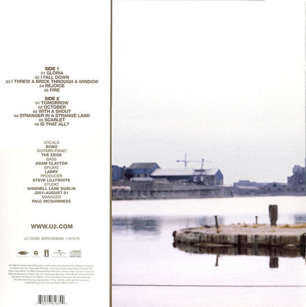 U2 : October (LP, Album, RE, RM, 180)