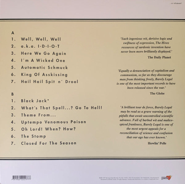 The Hives : Barely Legal (LP, Album, Ltd, RE, Blo)