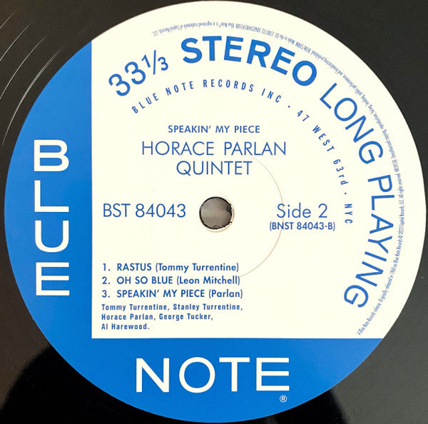 Horace Parlan Quintet : Speakin' My Piece (LP, Album, RE, 180)