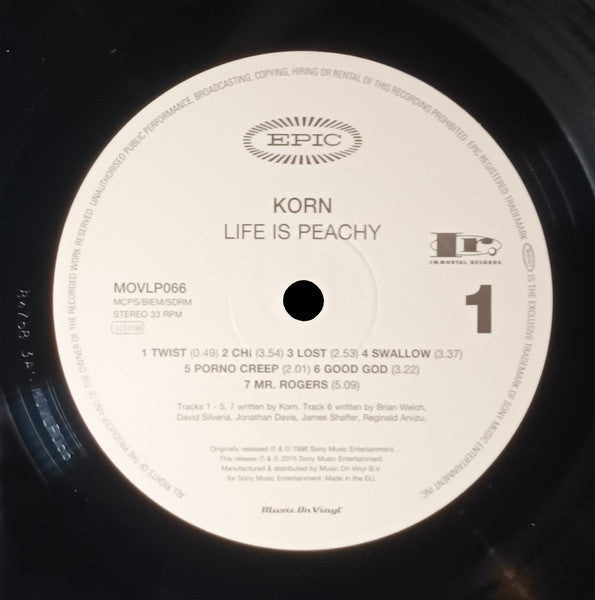 Korn : Life Is Peachy (LP, Album, RE, 180)