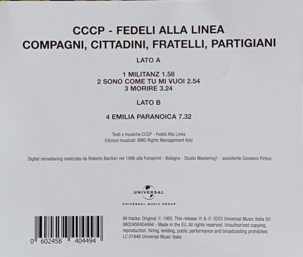 CCCP - Fedeli Alla Linea : Compagni, Cittadini, Fratelli, Partigiani (12", Pic, Fel)