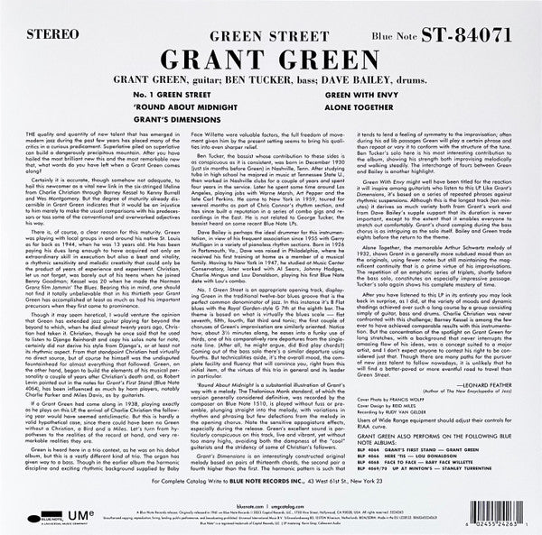 Grant Green : Green Street (LP, Album, RE, 180)