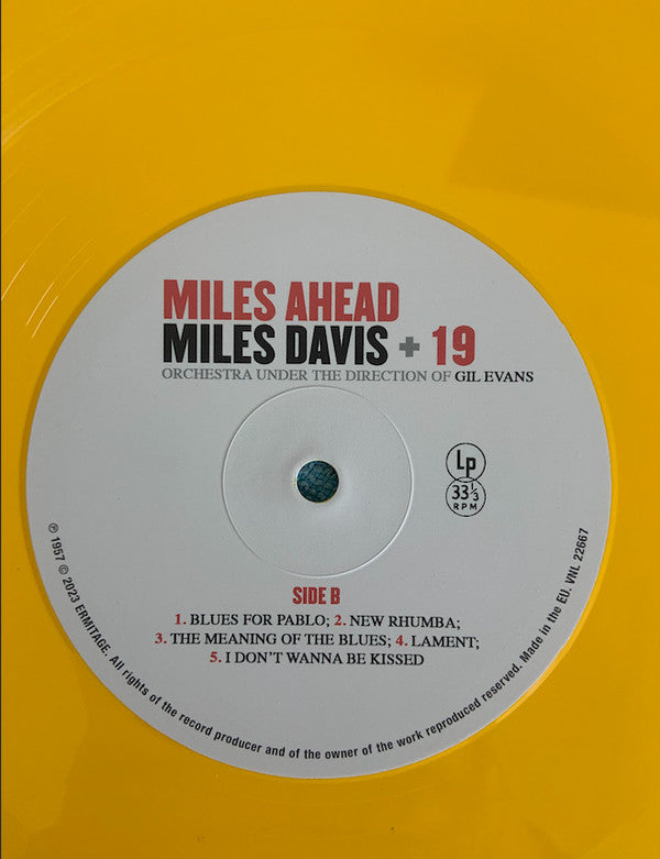 Miles Davis + 19 - Orchestra Under The Direction Of Gil Evans : Miles Ahead (LP, Album, Yel)