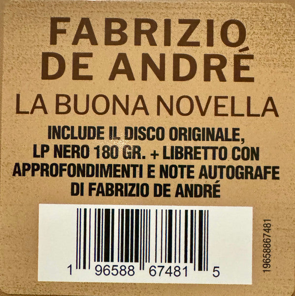 Fabrizio De André : La Buona Novella (LP, Album, RE, 180)