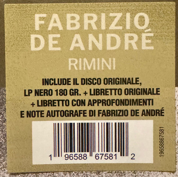 Fabrizio De André : Rimini (LP, Album, RE, RM, 180)