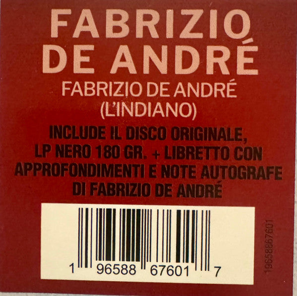 Fabrizio De André : Fabrizio De André (L'Indiano) (LP, Album, RE, RM, 180)