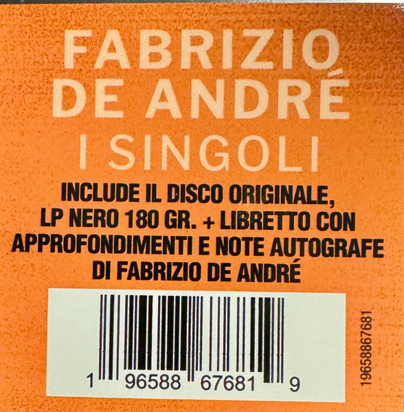 Fabrizio De André : I Singoli (LP, Album, RE, RM, 180)