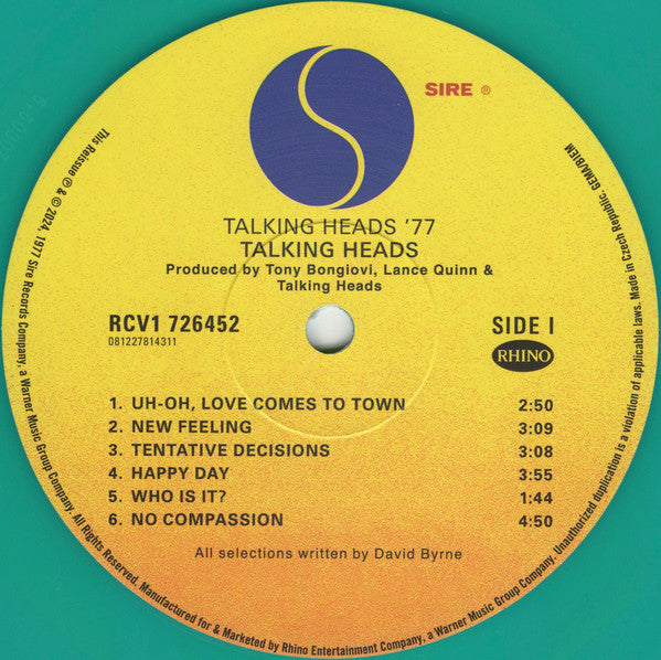 Talking Heads : Talking Heads: 77 (LP, Album, RE, RM + LP, Comp + Ltd, Gre)