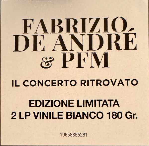 Fabrizio De André & Premiata Forneria Marconi : Il Concerto Ritrovato (2xLP, Album, Ltd, RE, 180)