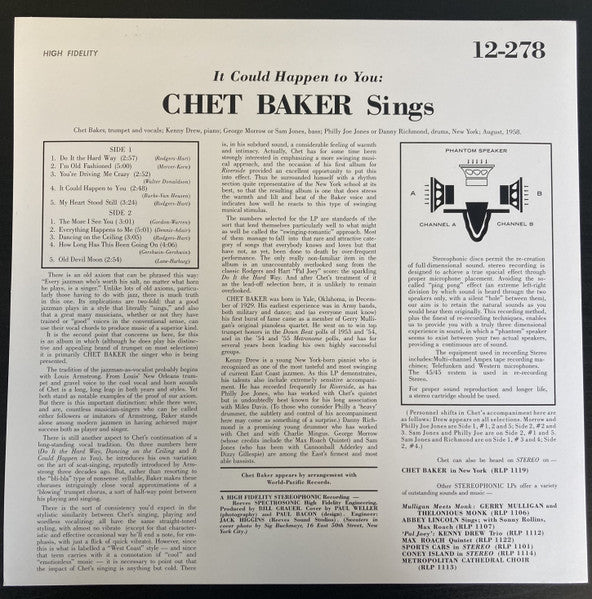 Chet Baker : It Could Happen To You (LP, Ltd, RE, 180)