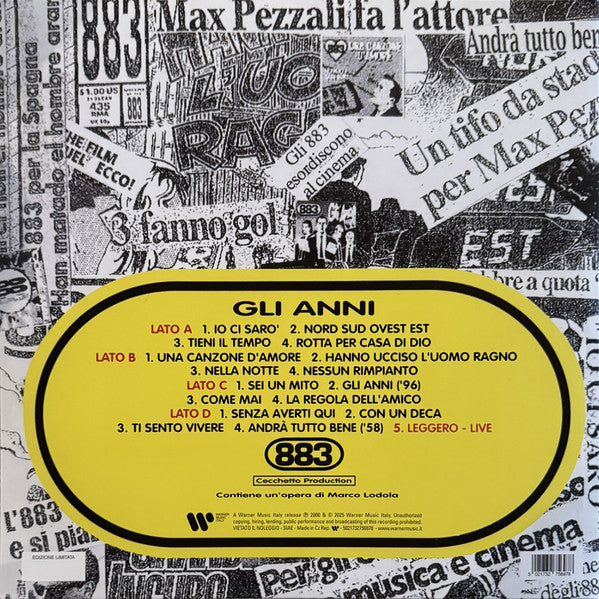 883 : Gli Anni (2xLP, Album, Ltd, Num, S/Edition, Pro)