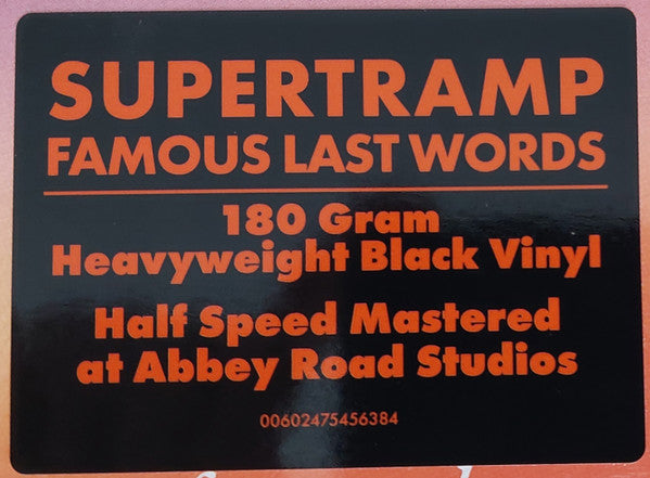 Supertramp : "...Famous Last Words..." (LP, Album, RE, Hal)