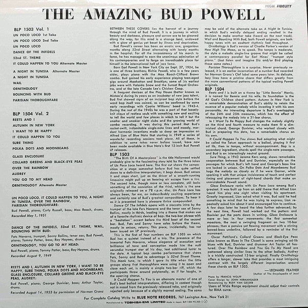 Bud Powell : The Amazing Bud Powell, Volume 2 (LP, Album, Mono, RE, RM)