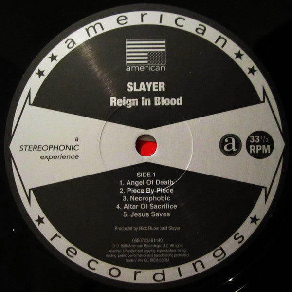 Slayer : Reign In Blood (LP, Album, RE, RM, 180)