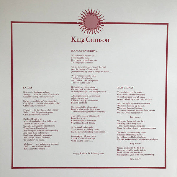 King Crimson : Larks' Tongues In Aspic (LP, Album, RE, RM, RP, 200)