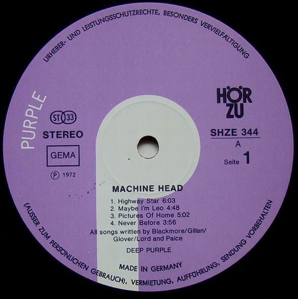 Deep Purple : Machine Head (LP, Album, Red)