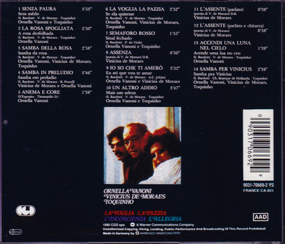 Ornella Vanoni, Vinicius De Moraes, Toquinho : La Voglia La Pazzia L'Incoscienza L'Allegria (CD, Album, RE)