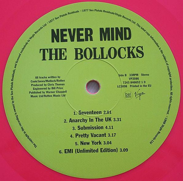 Sex Pistols : Never Mind The Bollocks Here's The Sex Pistols (LP, Album, Ltd, Num, RE, Pin)