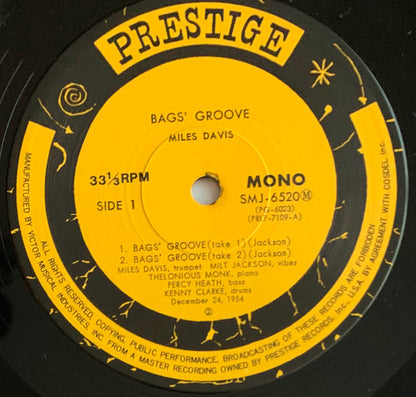 Miles Davis : Bags Groove (LP, Album, Mono, RE)