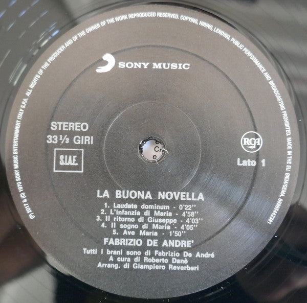 Fabrizio De André : La Buona Novella (LP, Album, RE, RM)