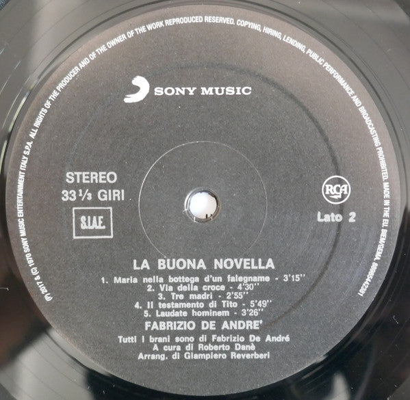 Fabrizio De André : La Buona Novella (LP, Album, RE, RM)