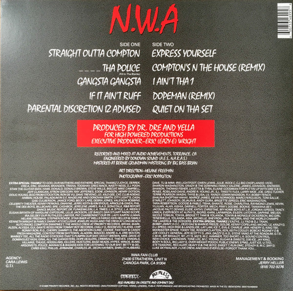 N.W.A. : Straight Outta Compton (LP, Album, RE, 180)