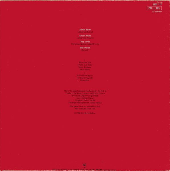 King Crimson : Discipline (LP, Album)