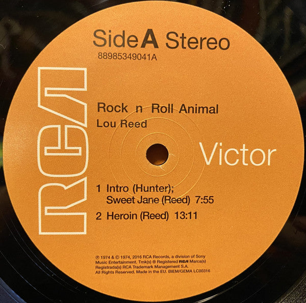 Lou Reed : Rock N Roll Animal (LP, Album, RE, RM, Gat)