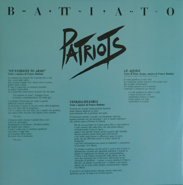 Battiato* : Patriots (LP, Album, RE)