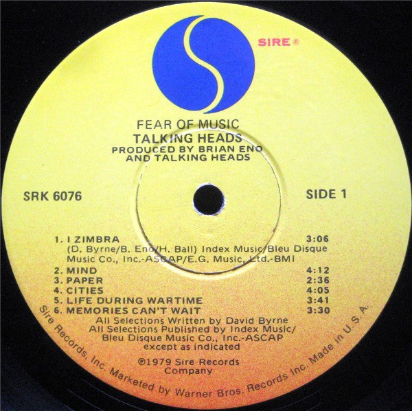 Talking Heads : Fear Of Music (LP, Album, Win)