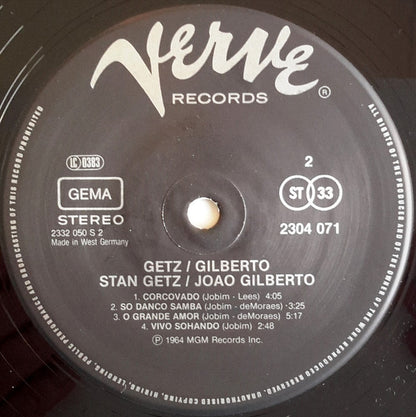 Stan Getz / João Gilberto Featuring Antonio Carlos Jobim : Getz / Gilberto (LP, Album, RE)
