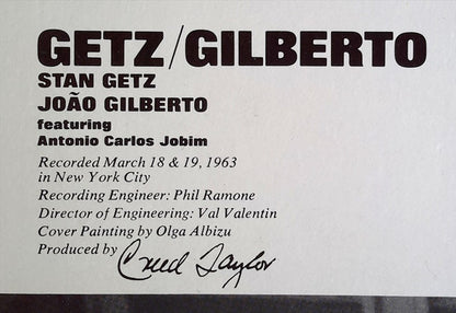 Stan Getz / João Gilberto Featuring Antonio Carlos Jobim : Getz / Gilberto (LP, Album, RE)