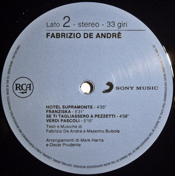 Fabrizio De André : Fabrizio De André (LP, Album, RE, RM, 180)
