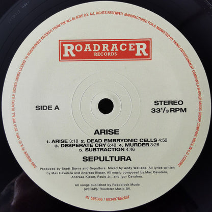 Sepultura : Arise (LP, Album, RE, RM + LP, Comp + 180)