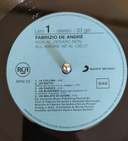 Fabrizio De André : Non Al Denaro Non All'Amore Nè Al Cielo (LP, Album, RE, RM, Gat)