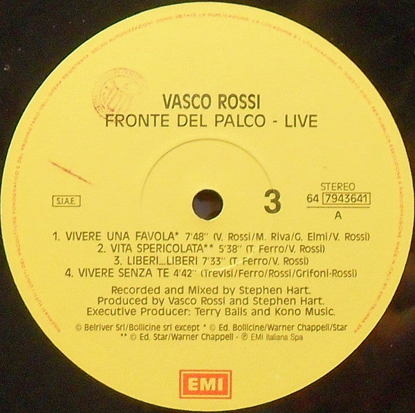 Vasco Rossi : Fronte Del Palco - Live (2xLP, Album)