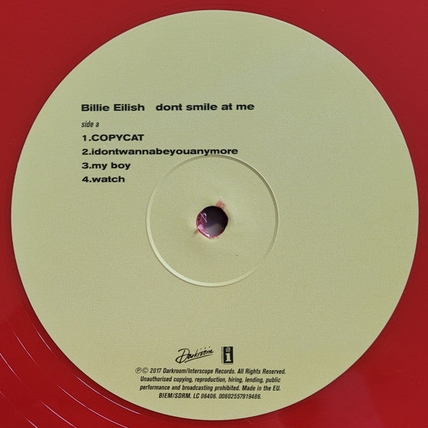 Billie Eilish : Dont Smile At Me (12", EP, RE, Red)