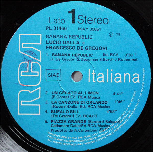 Lucio Dalla - Francesco De Gregori : Banana Republic (LP, Album, Gat)