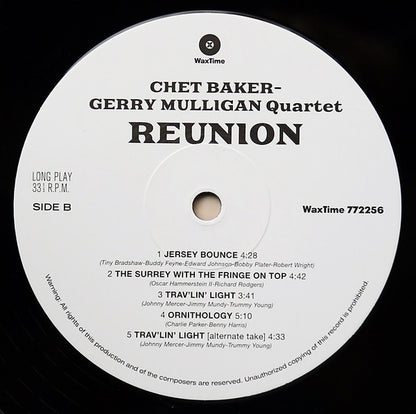 Chet Baker, Gerry Mulligan Quartet : Reunion (LP, Album, Ltd, RE, RM, 180)