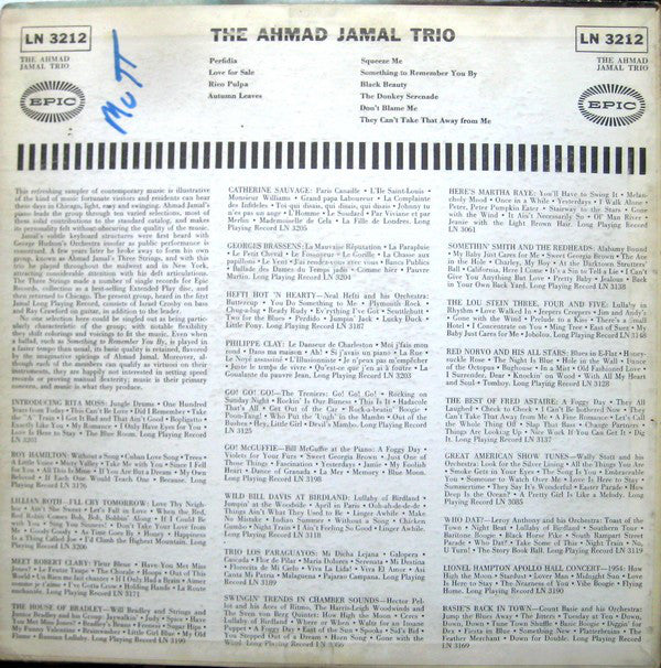 Ahmad Jamal Trio : The Ahmad Jamal Trio (LP, Album, Mono, RE)