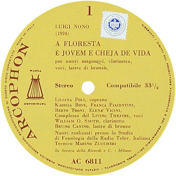 Luigi Nono : A Floresta É Jovem E Cheja De Vida (LP, Album)