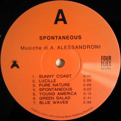 Alessandro Alessandroni : Spontaneous (LP, Ltd, RE, RM)