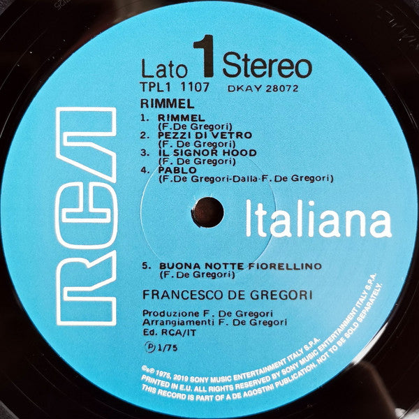 Francesco De Gregori : Rimmel (LP, Album, RE, 180)