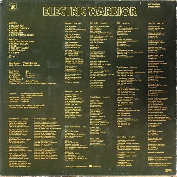 T. Rex : Electric Warrior (LP, Album)