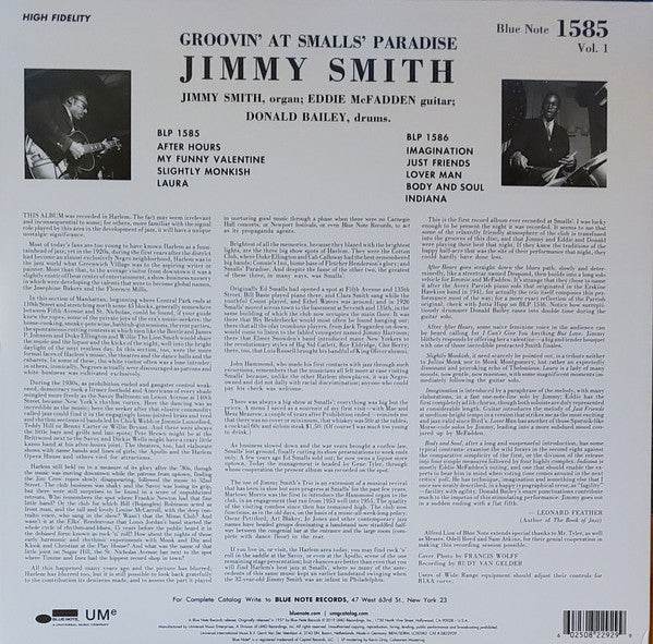 Jimmy Smith : Groovin' At Smalls' Paradise (Volume 1) (LP, Album, Mono, RE, 180)